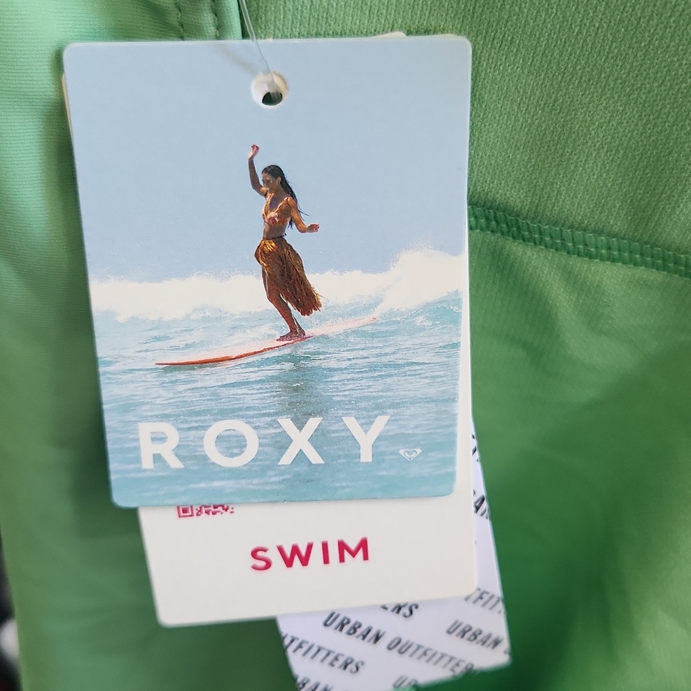 Roxy Green One-Piece Swimsuit with White Floral Accent - Picture 5 of 6
